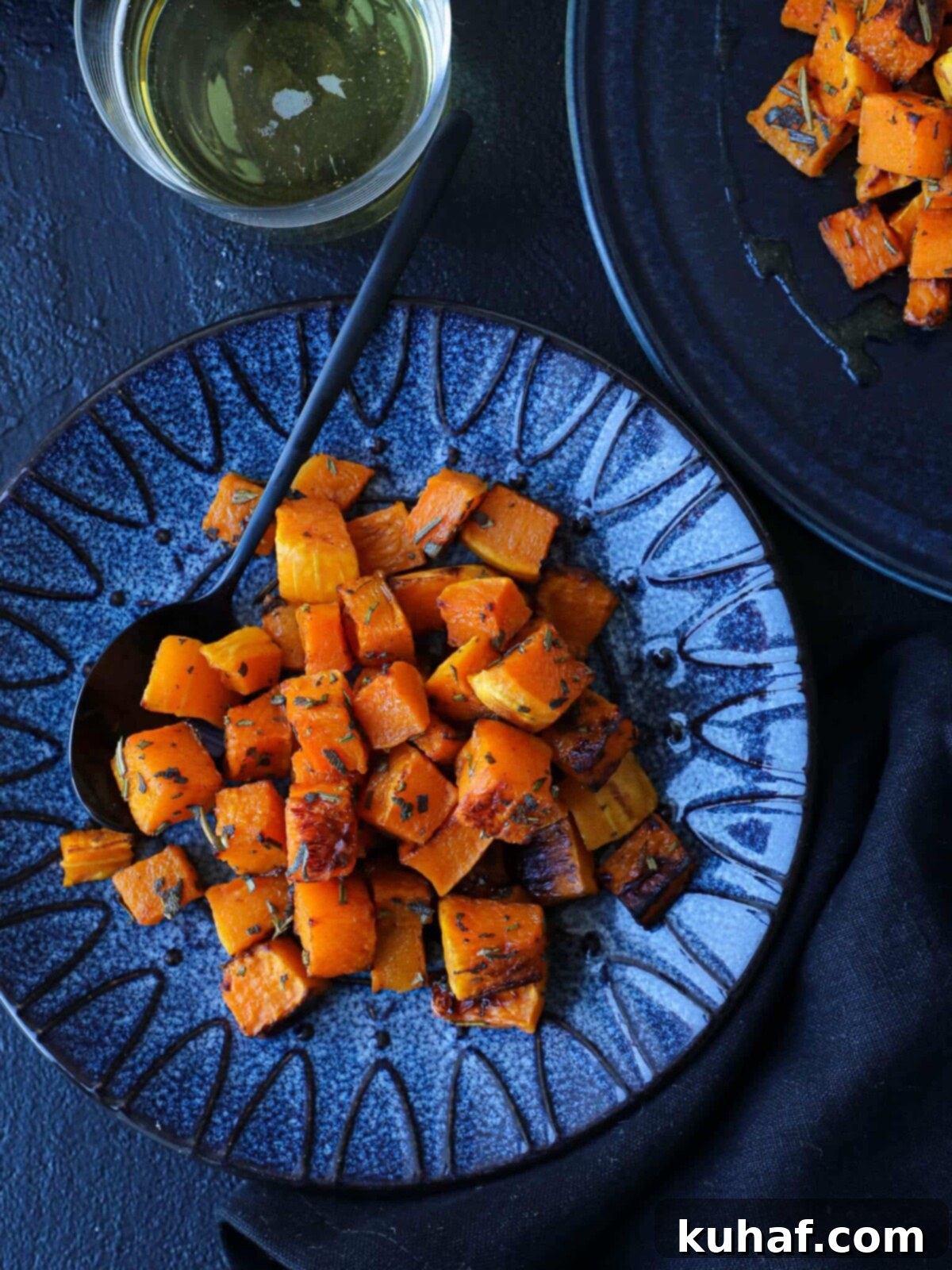 Spiced Roasted Butternut Squash Plated.