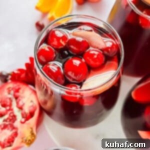 glass full of red Thanksgiving sangria.