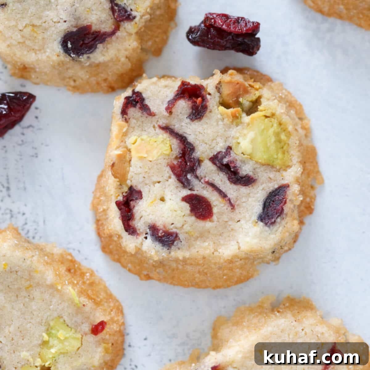Pistachio Cranberry Sablee Cookie whole.