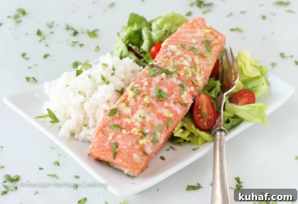Ginger Lime Salmon with Coconut Rice served elegantly