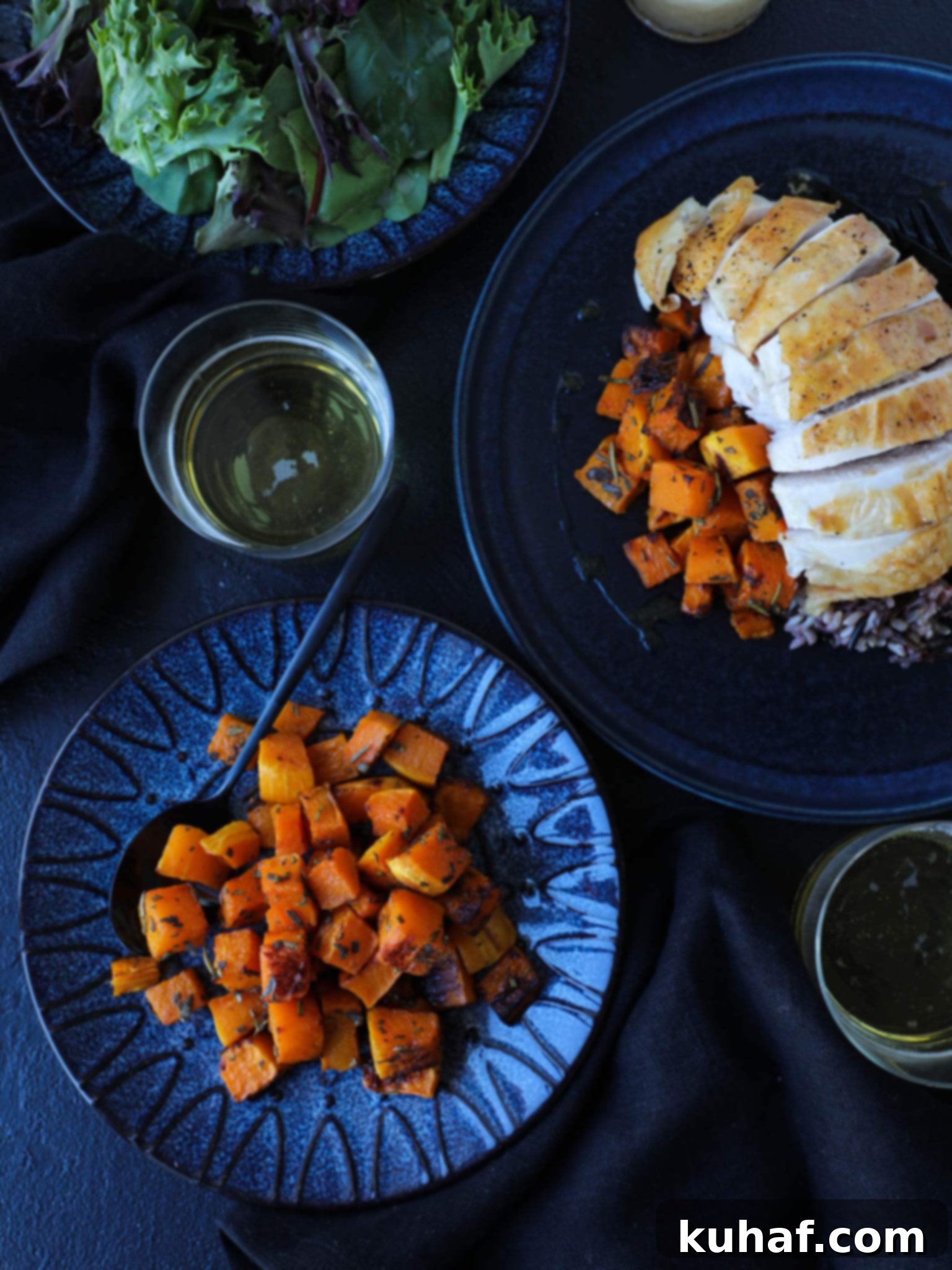 Golden Spiced Butternut Bliss 4 Seasoned Baked Gourd Sliced Chicken