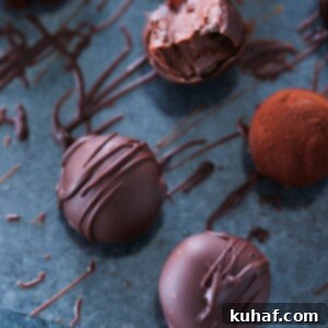 Quick Chocolate Treats 5 Bourbon Dark Chocolate Truffles on blue surface