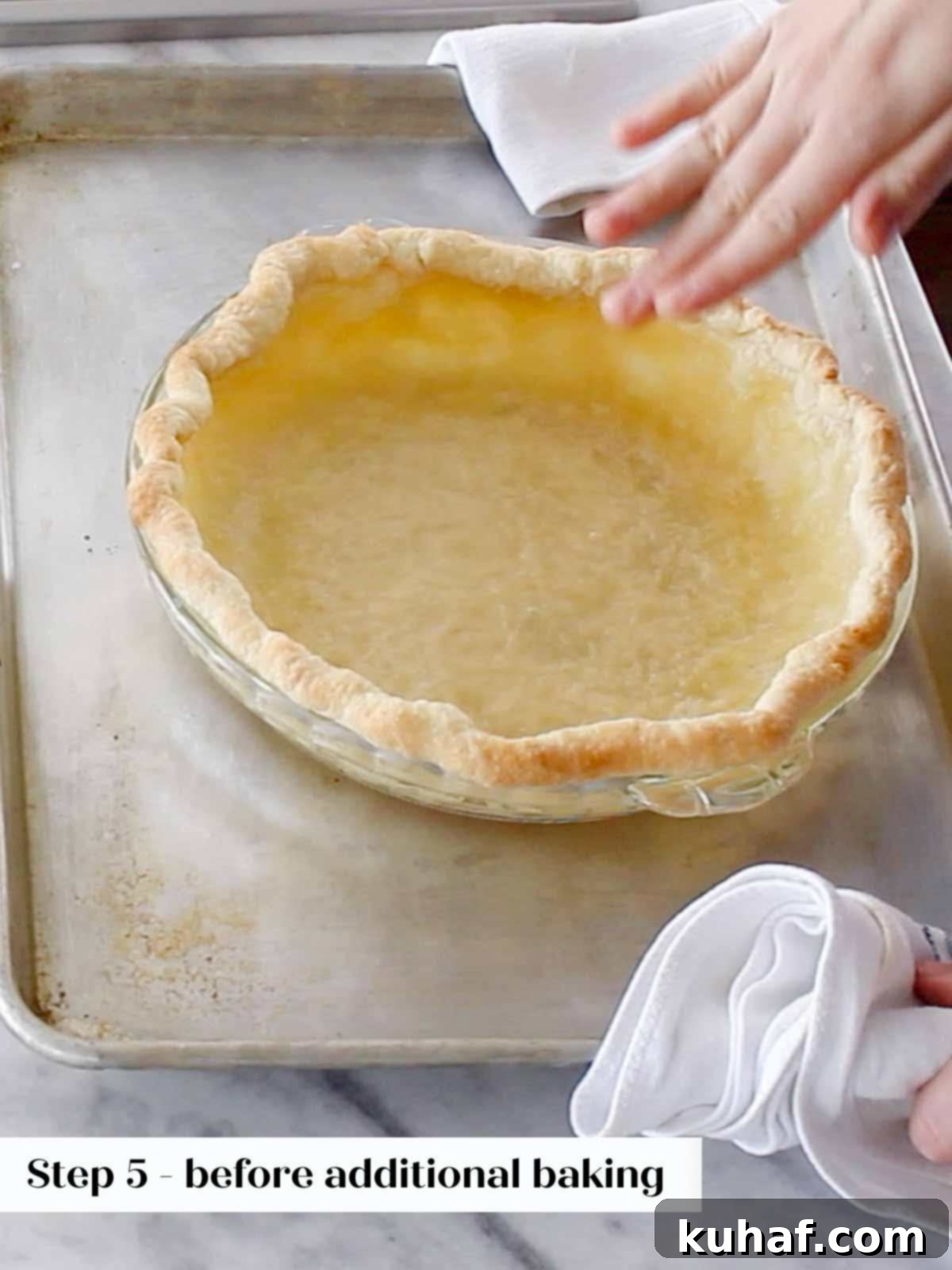 blind baked pie after removing weights, ready for filling.