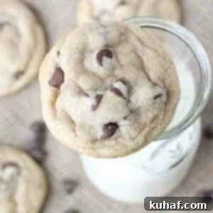 Romantic Valentine's Desserts 9 My favorite chocolate chip cookies next to a milk jug.