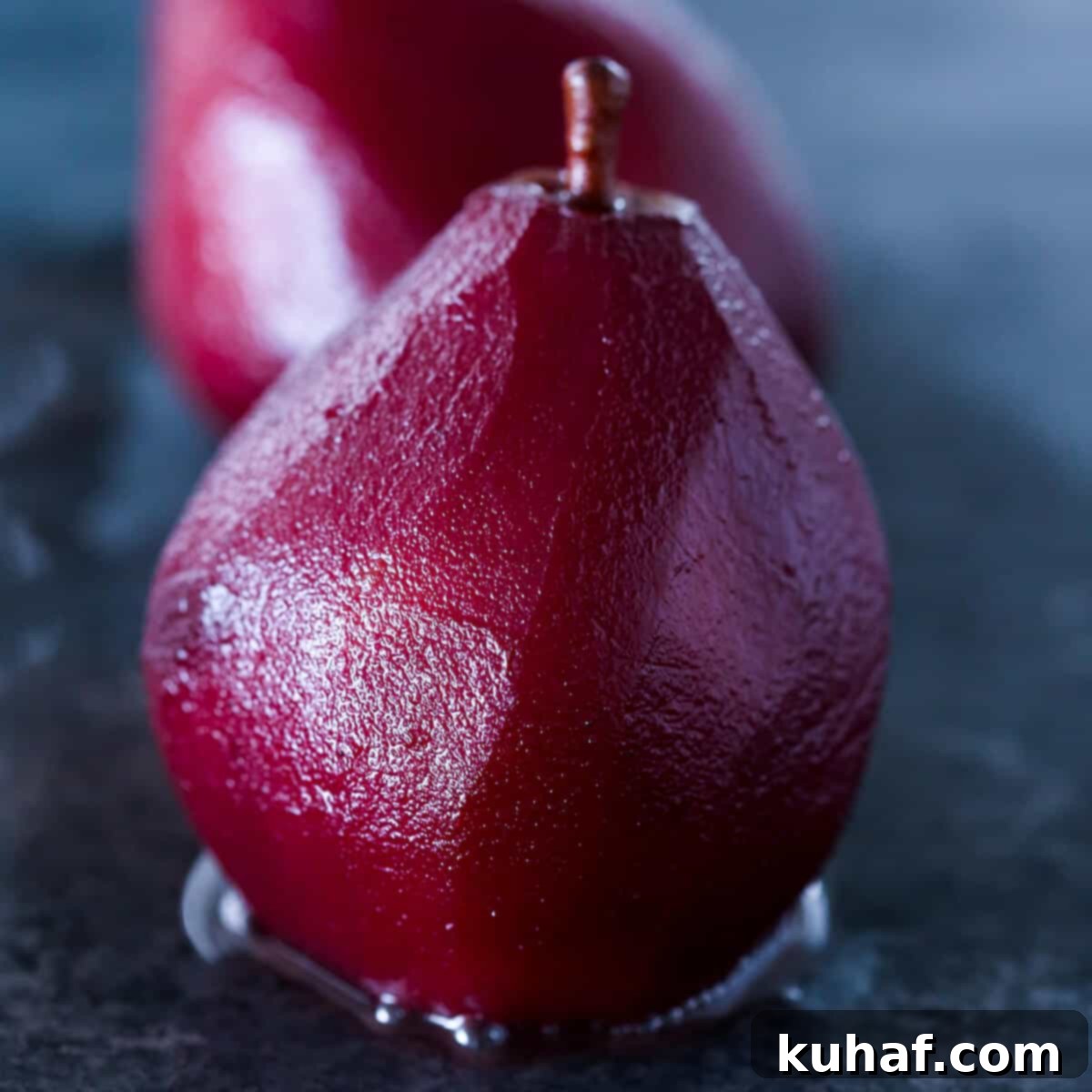 Romantic Valentine's Desserts 3 Red Wine Poached Pear served beautifully for Valentine's Day Desserts.