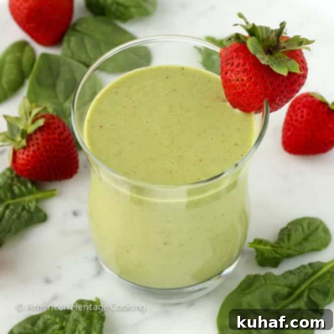 Strawberry Banana Spinach Smoothie Fresh Strawberries
