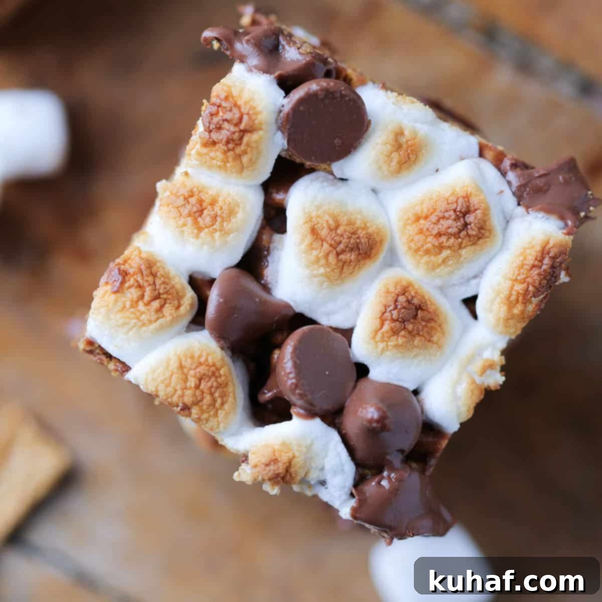 No Bake Golden Graham Smores Bars top view detail