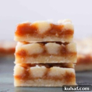 Caramel Butter Bars sliced stacked detail