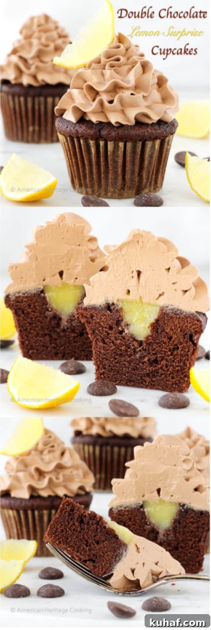 Velvet Chocolate, Citrus Burst Cupcakes 7 Double Chocolate Lemon Surprise Cupcakes