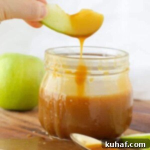 Delicious Salted Maple Caramel Sauce, ready to be drizzled.