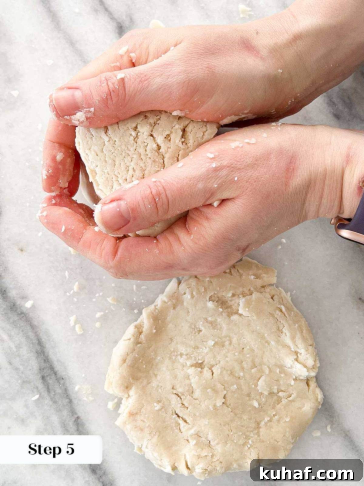 Dividing dough and pressing flat for chilling.