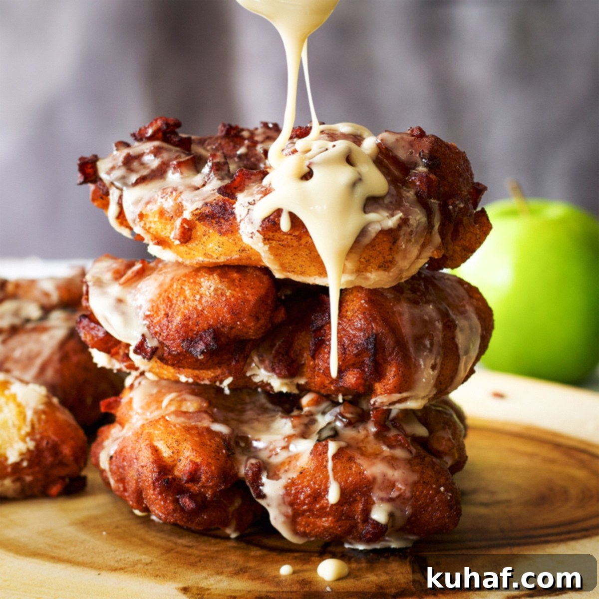 Apple Fritters with Maple Glaze, a delicious fried apple dessert.