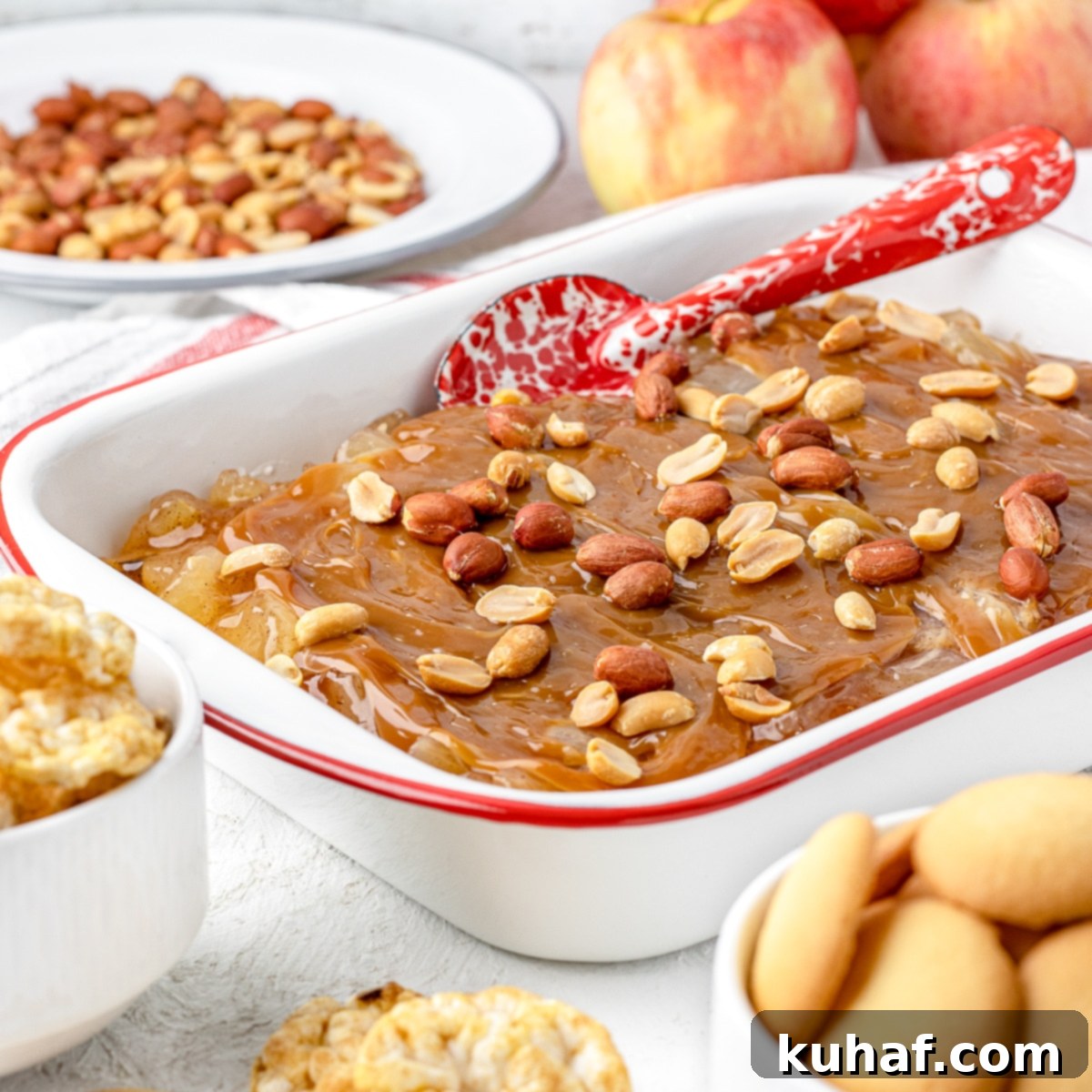 Caramel Apple Pie Dip by Entirely Elizabeth, a fluffy cheesecake dip with apple pie filling.