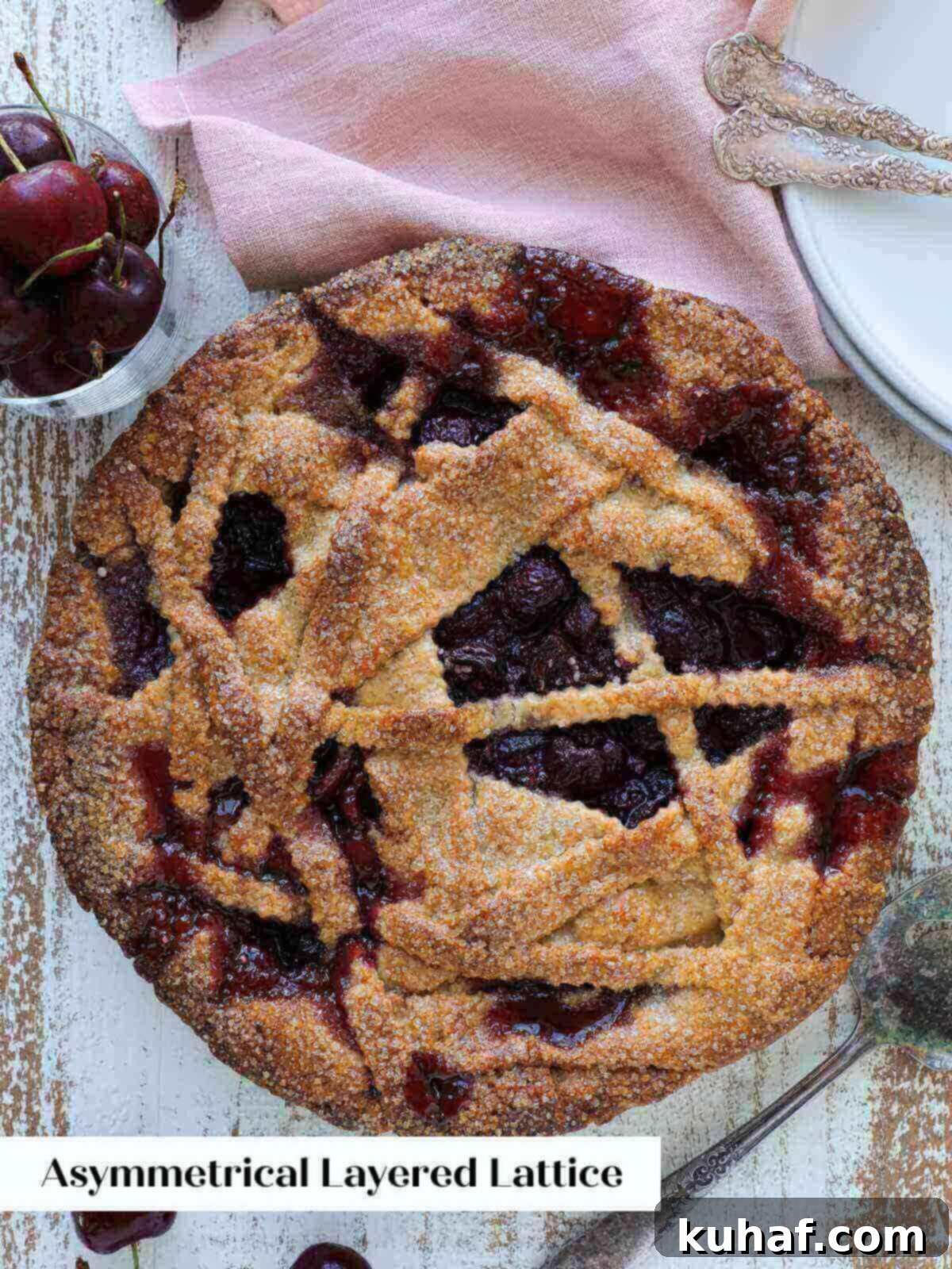 Simple Steps to a Beautiful Lattice Pie Crust 11 baked asymmetrical layered lattice pie crust.