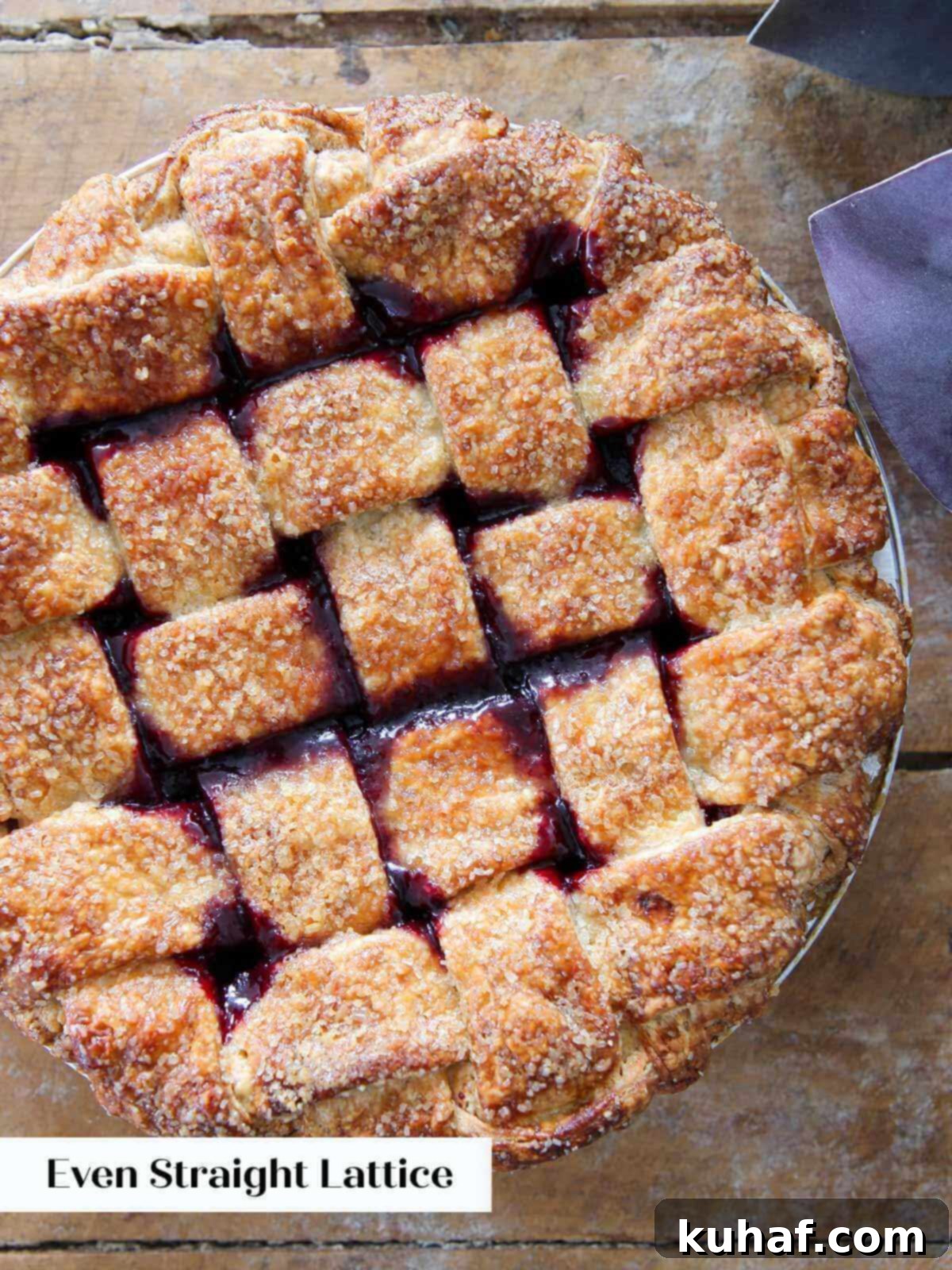 Simple Steps to a Beautiful Lattice Pie Crust 13 baked symmetrical straight edged pie crust.