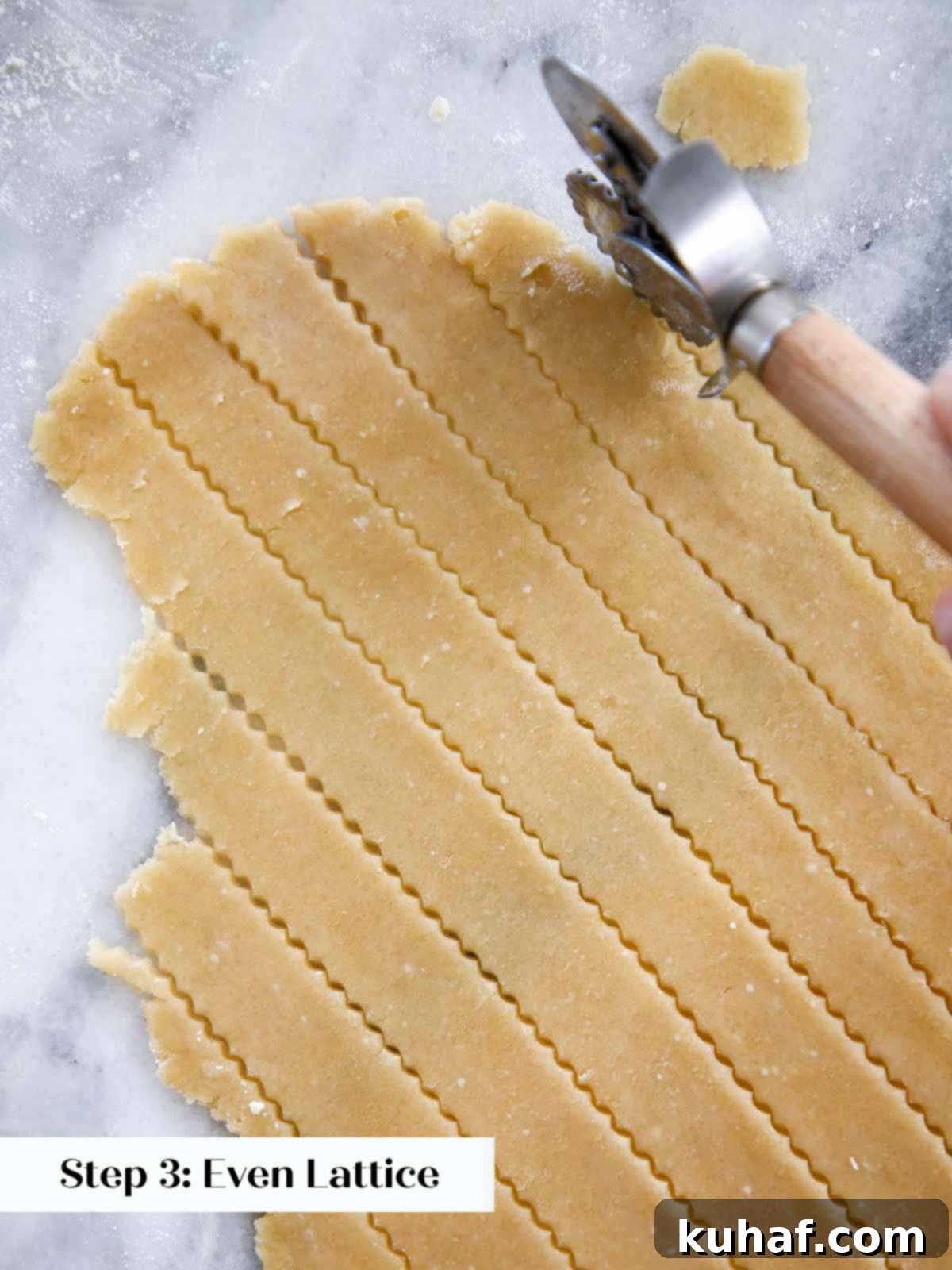 Simple Steps to a Beautiful Lattice Pie Crust 6 almond flour pie crust cutting fluted strips.