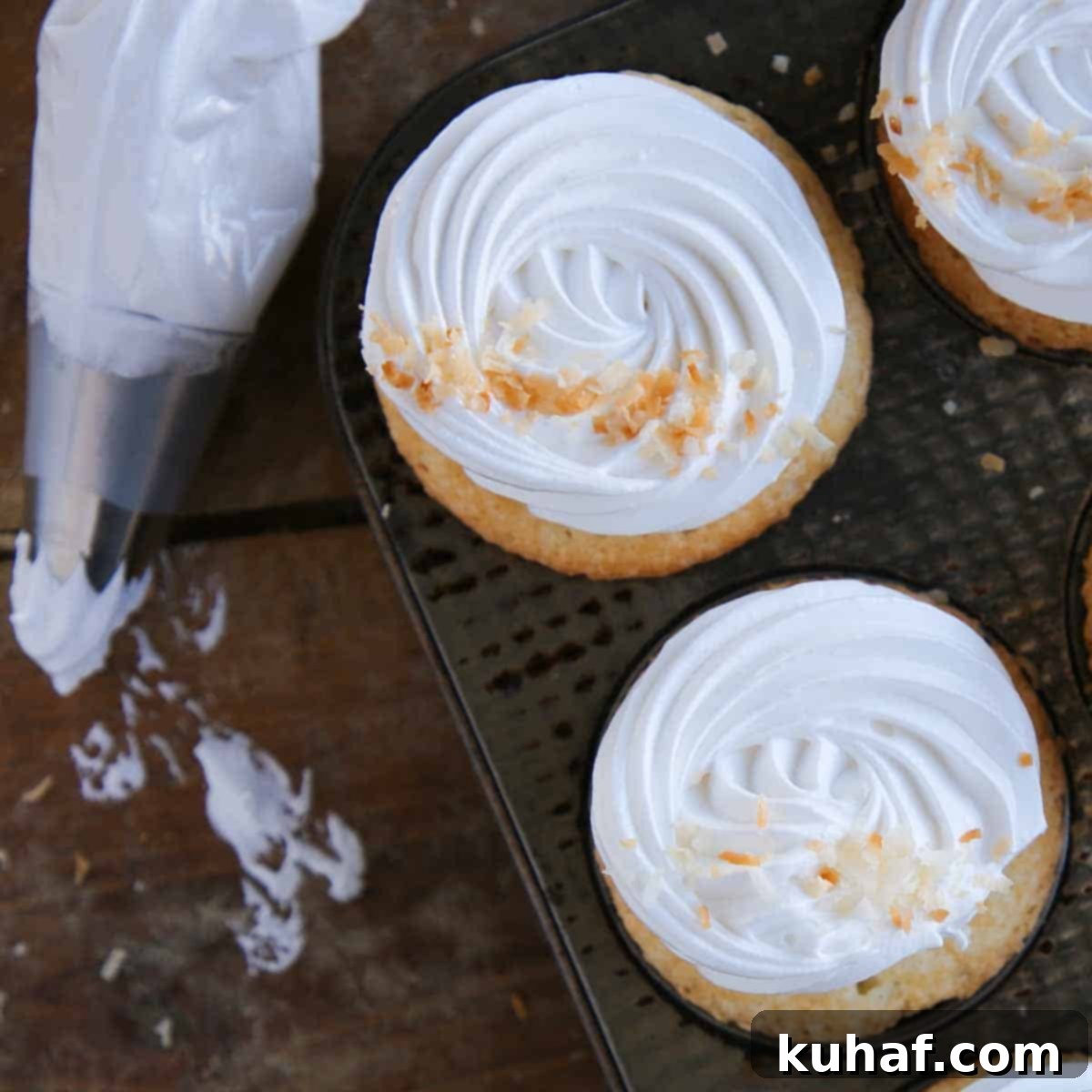 piped marshmallow frosting.
