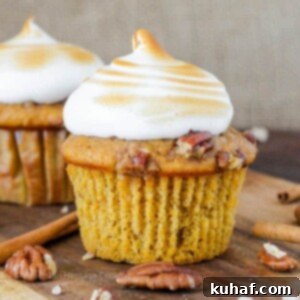 Sweet Potato Casserole Cupcakes with Homemade Marshmallow Frosting | Everything you love about sweet potato casserole in an adorable cupcake!!