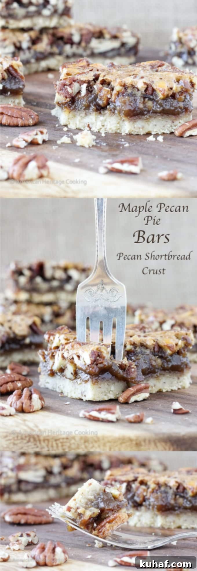 Maple Pecan Pie Bars with Pecan Shortbread Crust | Easier than pie! But just as delicious! This image is hidden from view.