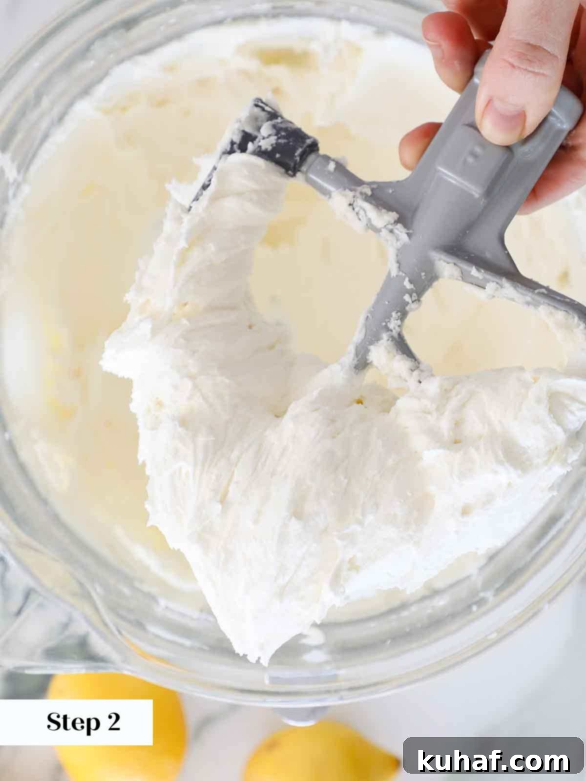 light fluffy lemon buttercream on paddle attachment.