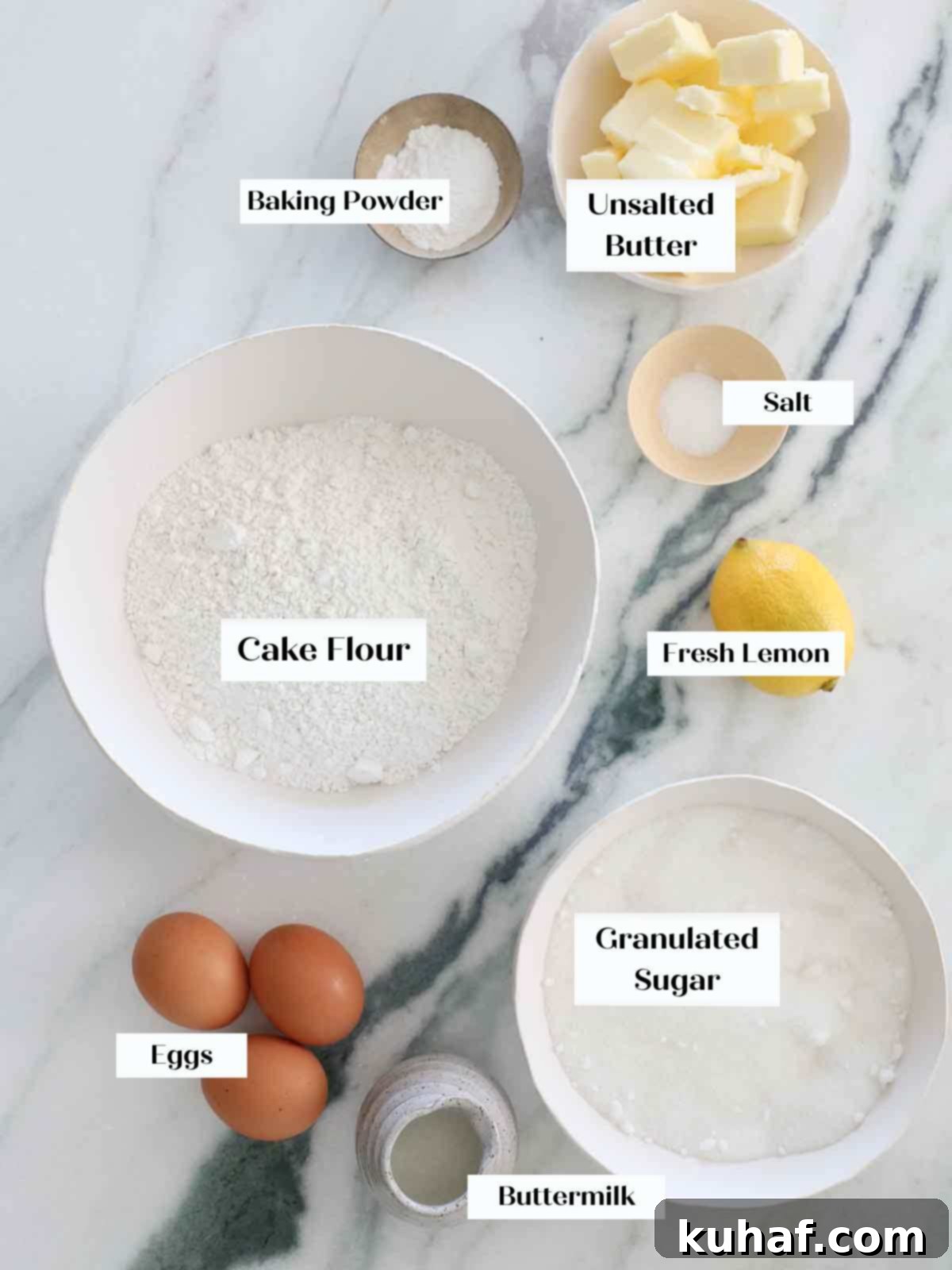 ingredients for lemon cupcakes.