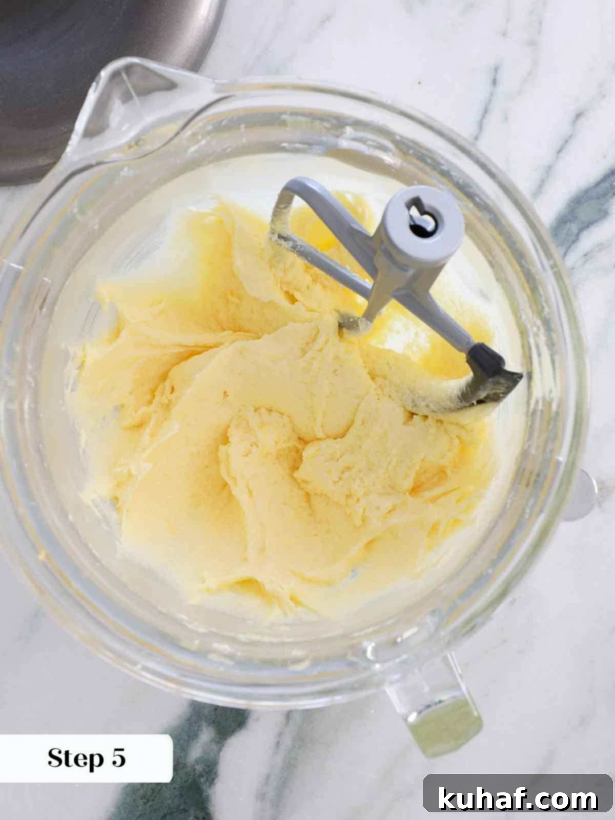 creamed batter after adding eggs for lemon cake.