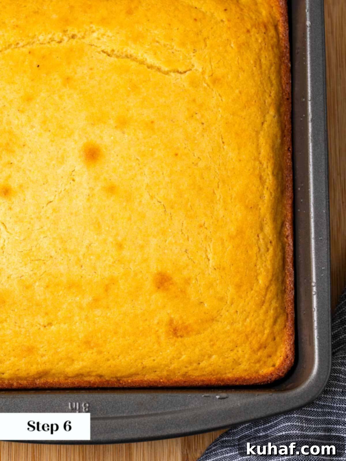baked cornbread in pan.