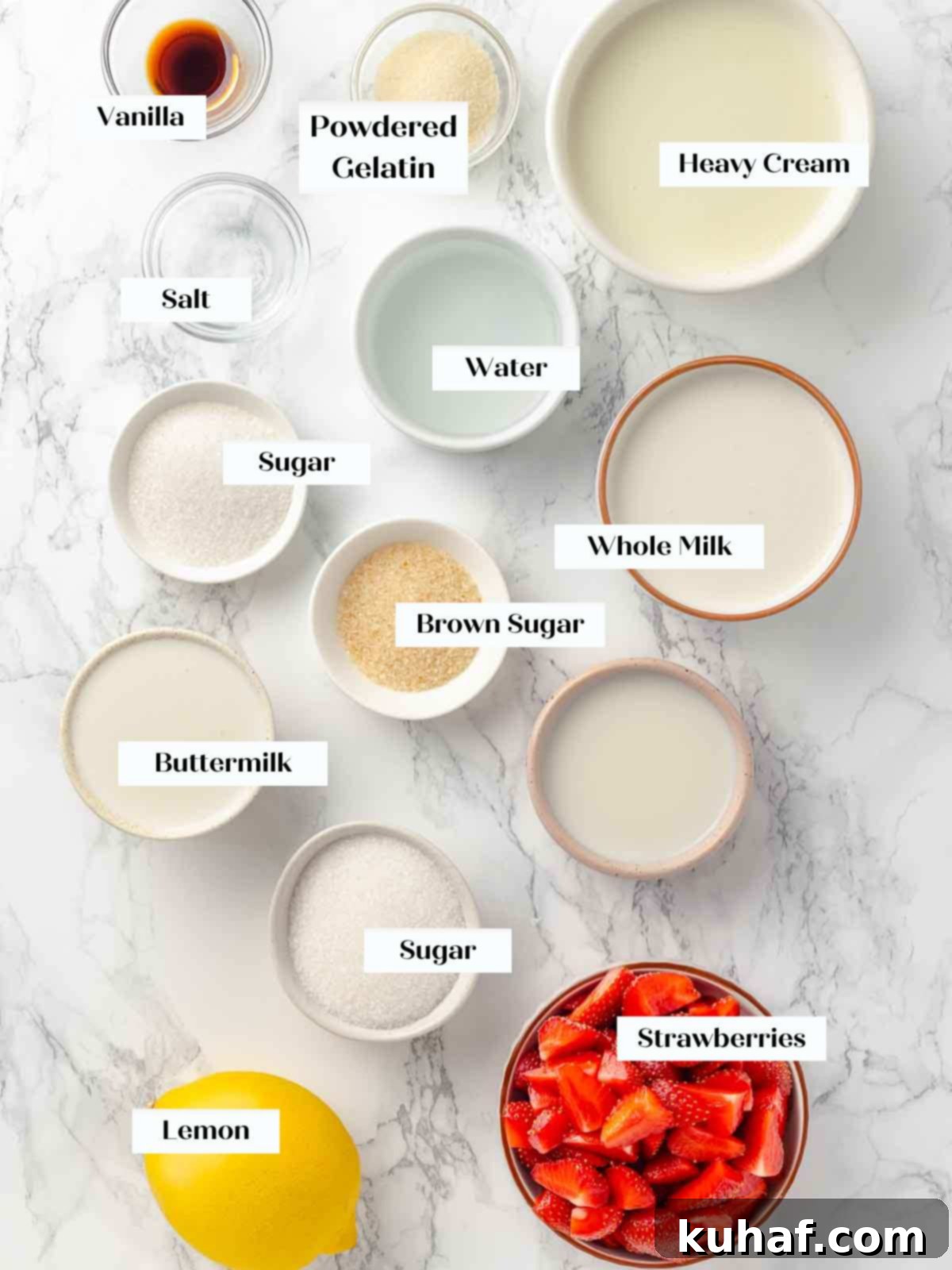 buttermilk panna cotta ingredients marble.