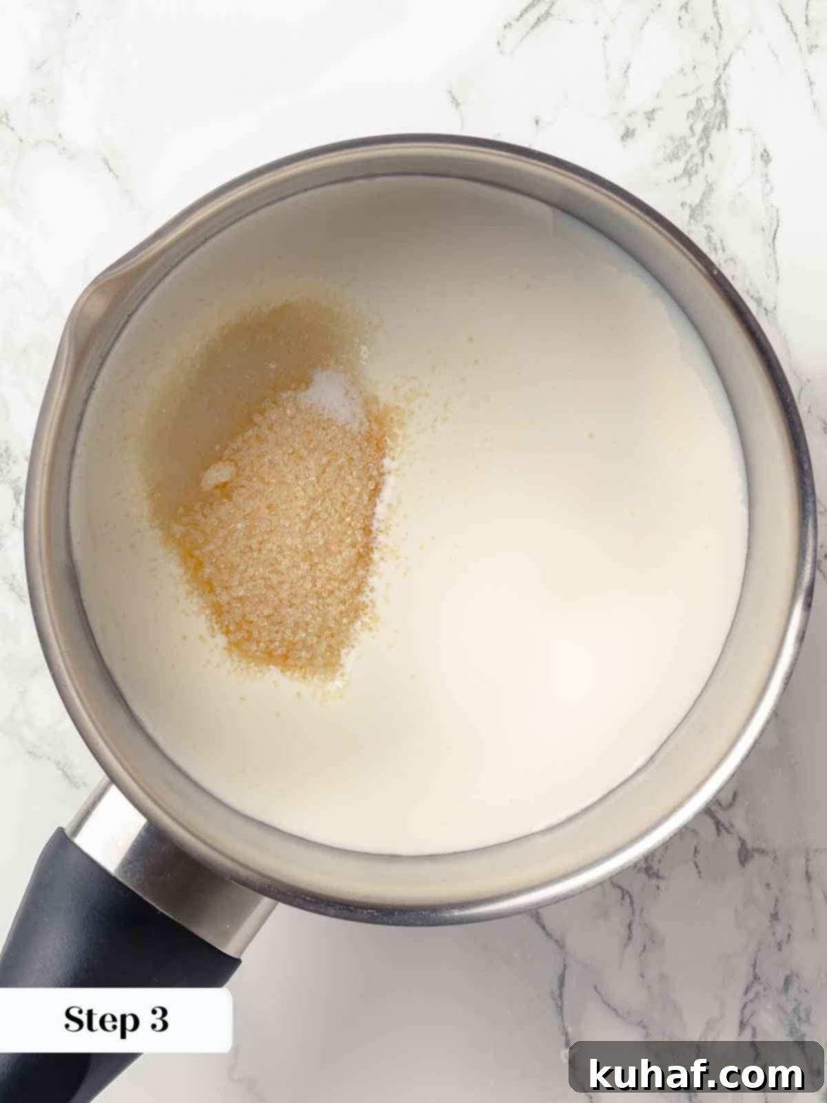heating some cream and sugar for panna cotta.