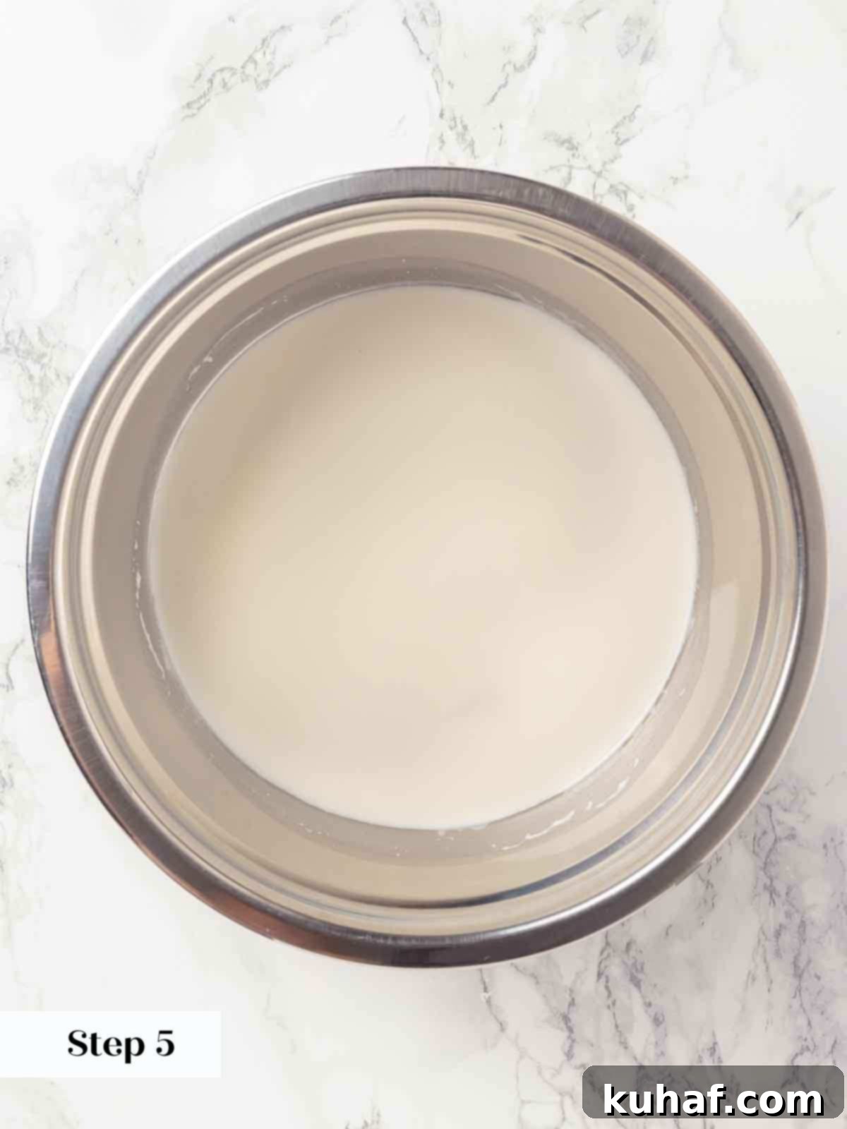 buttermilk panna cotta mixture in bowl.