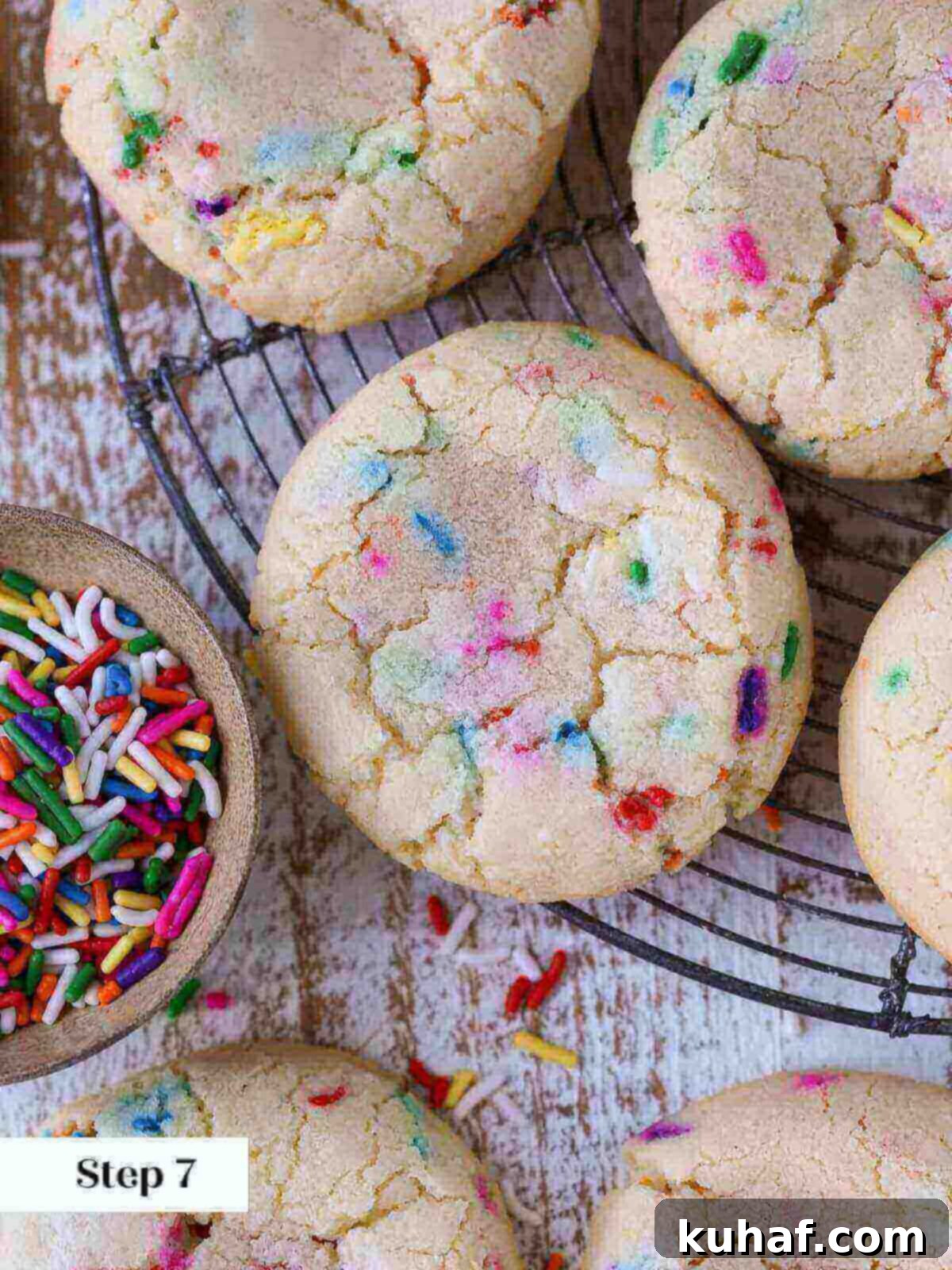 Freshly baked funfetti cookies, straight out of the oven.