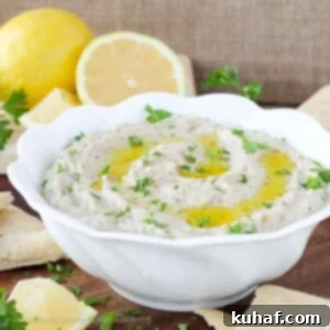 Baba Ganoush 7 Baba Ganoush, a silky, smoky eggplant dip, garnished with parsley.