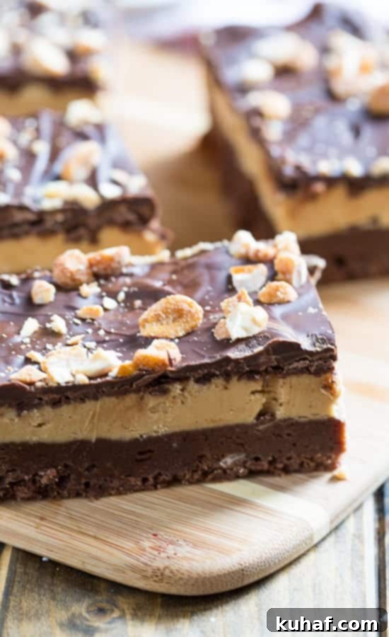 You will love these Chocolate Peanut Butter Bars! A rich brownie on the bottom with a generous layer of peanut butter filling in the middle!