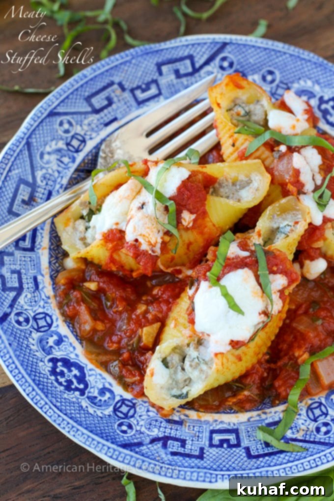 Lightened up Meaty Cheese Stuffed Shells! They are easier and healthier than you think! 