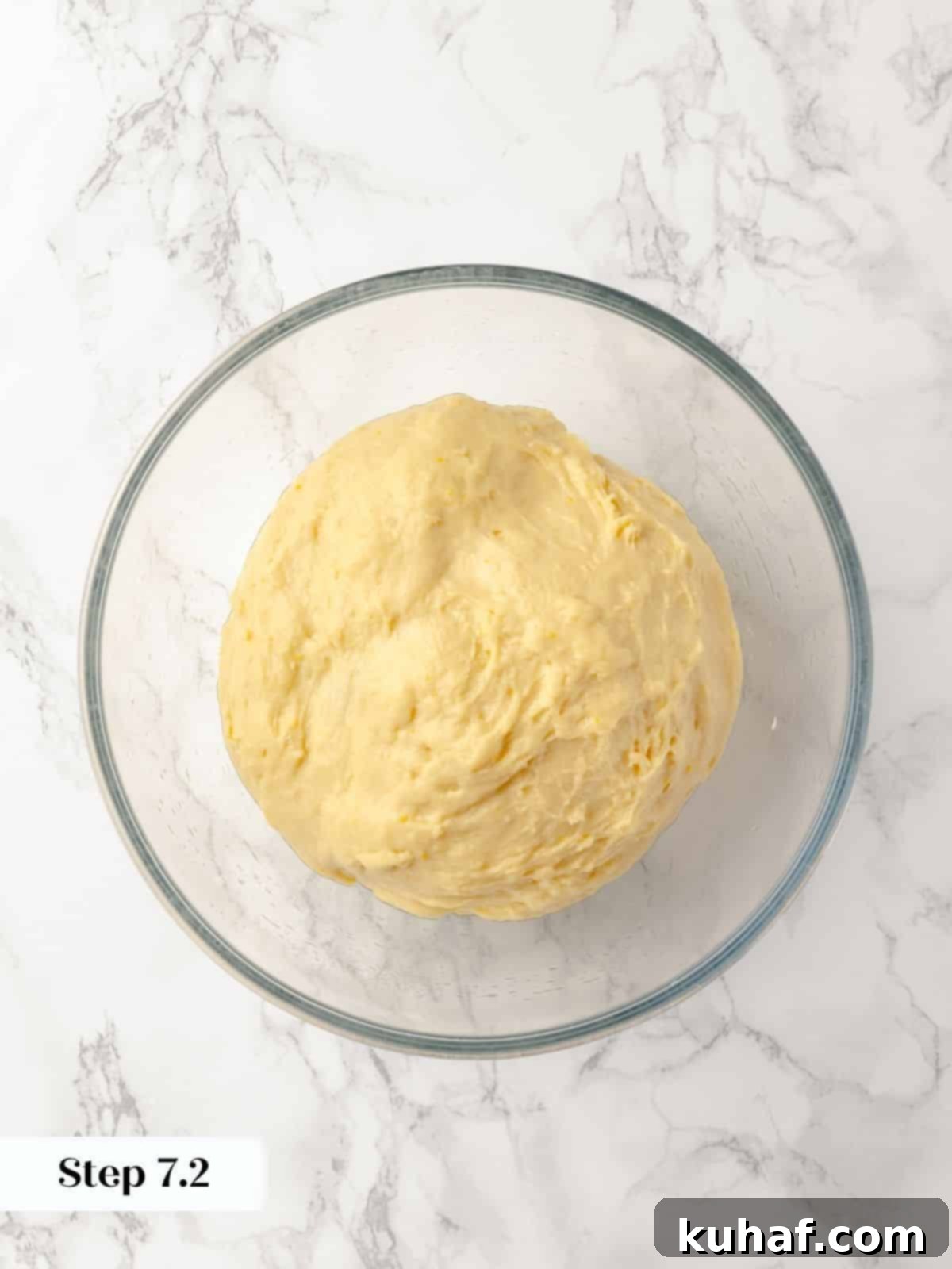 Sticky bun dough doubled in size after proofing.