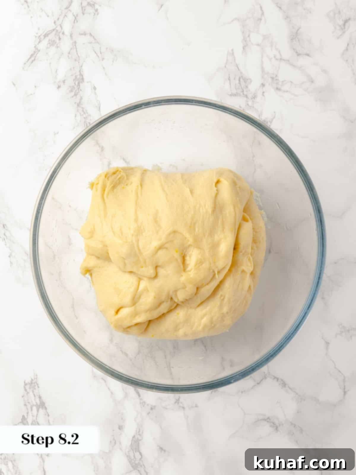 Dough folded again during the proofing process.