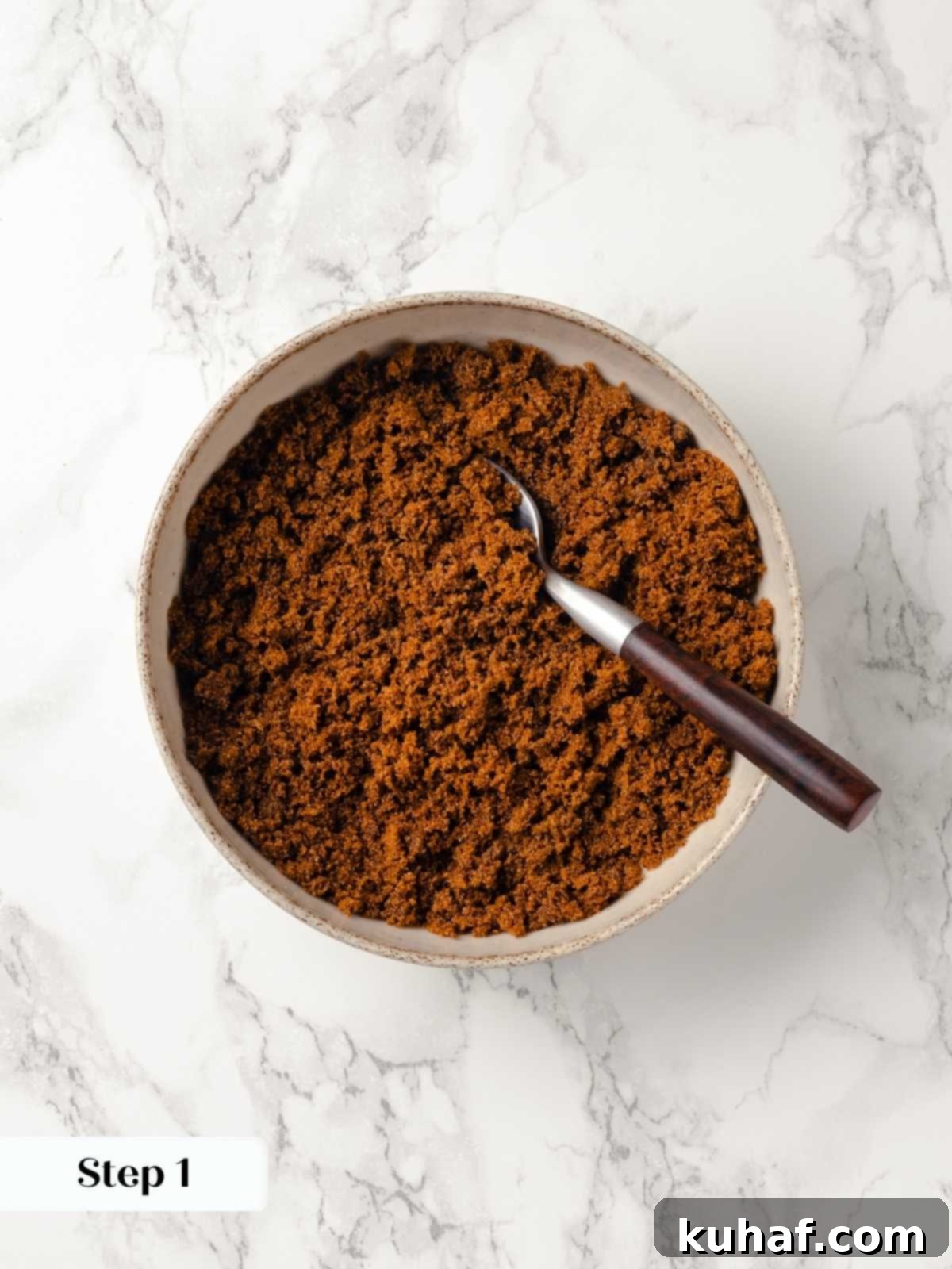Brown sugar mixed with spices for the sticky bun filling.