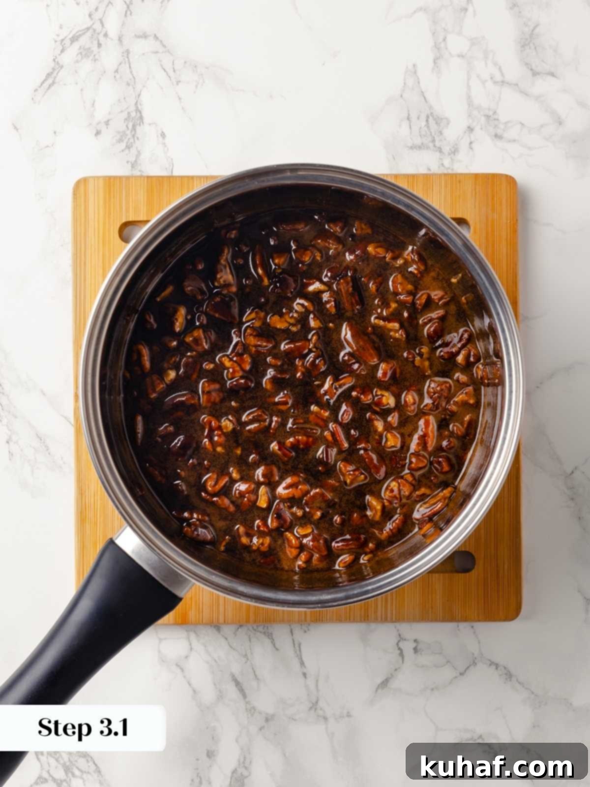 A saucepan with melted brown sugar and butter for caramel.