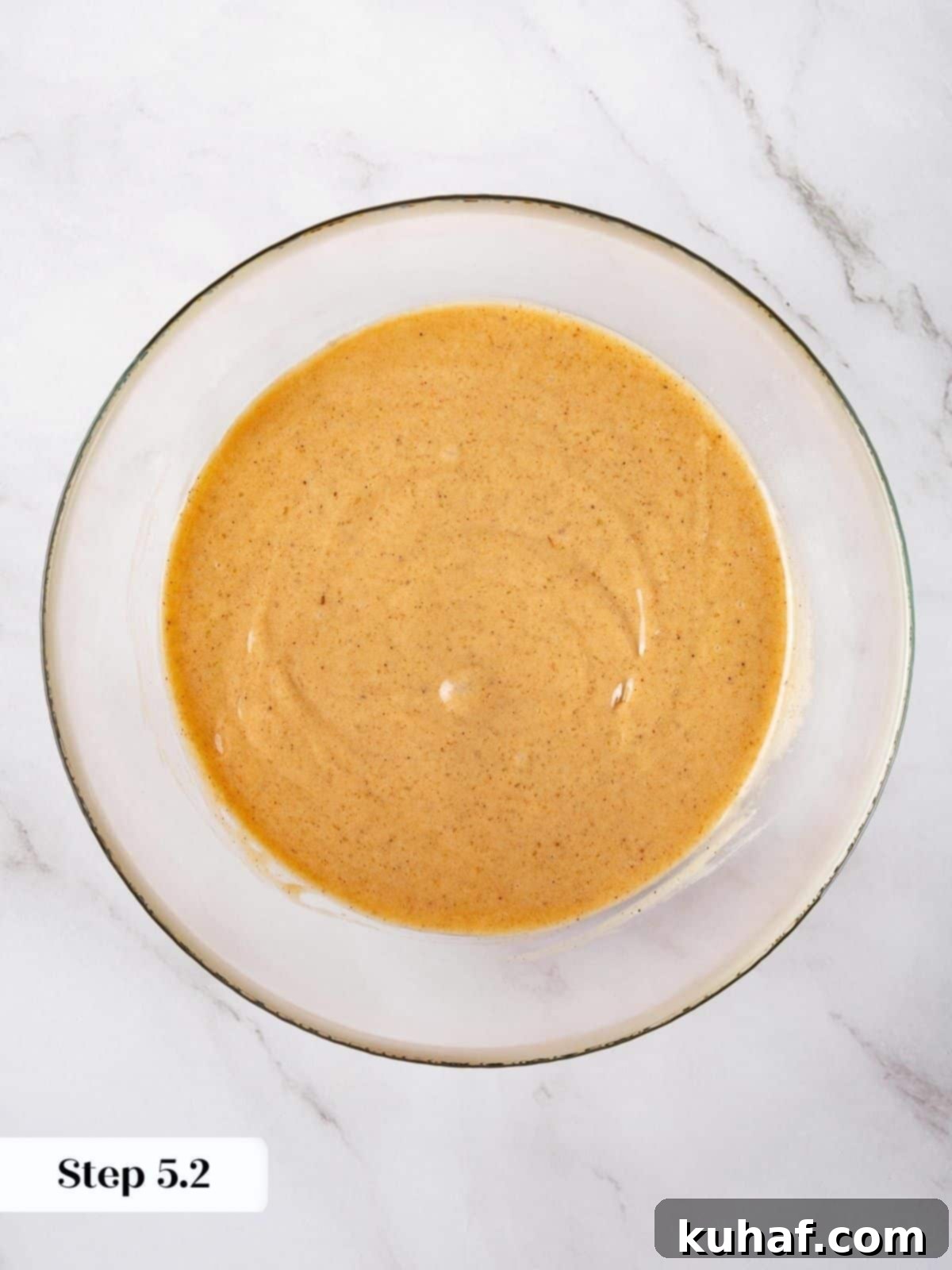Spiced Carrot Cupcake Bliss 10 Fully mixed carrot cake batter with flour fully blended in.