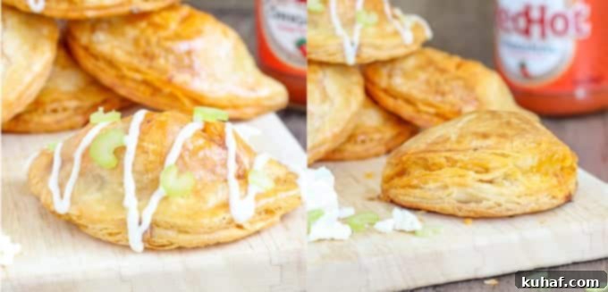 Comparative image demonstrating how prolonged chilling of pie dough results in significantly flakier hand pies.