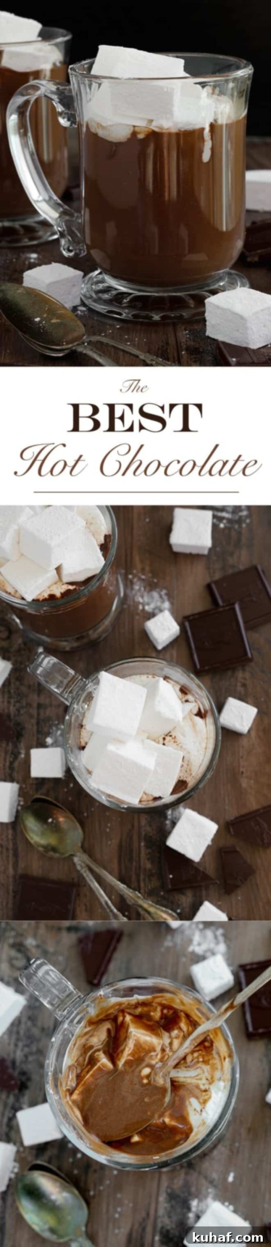 Decadent Hot Chocolate Bliss 11 Two mugs of the Best Hot Chocolate, topped with a mountain of fluffy homemade marshmallows, perfectly arranged for sharing and enjoyment.