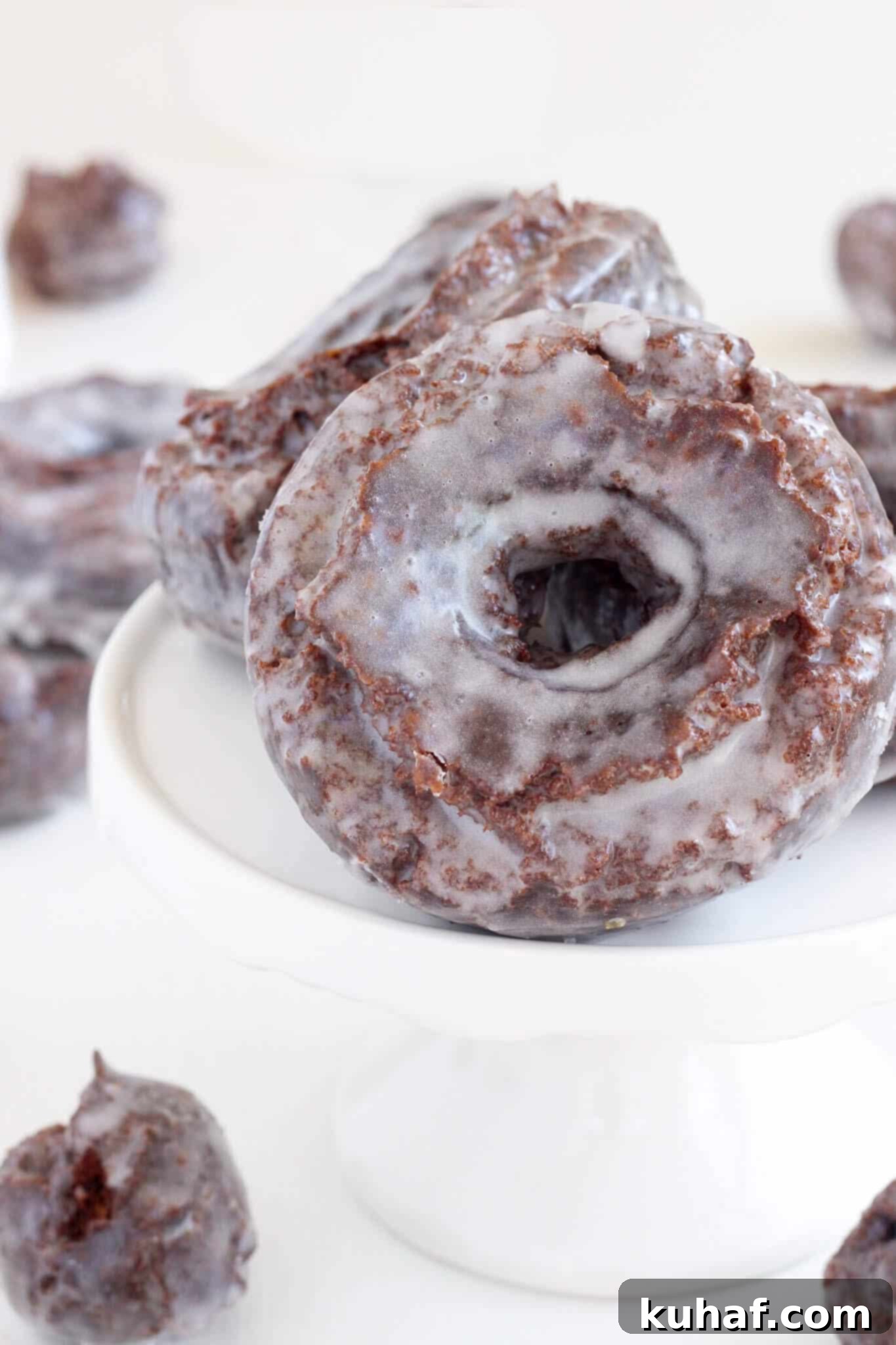 Chocolate Cake Donut White Background.