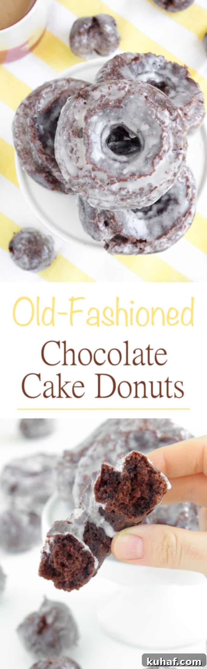 These old fashioned chocolate cake donuts are light and perfectly cakey with an explosion of chocolate flavor! The glaze gives them just a little extra sweetness. Perfection.