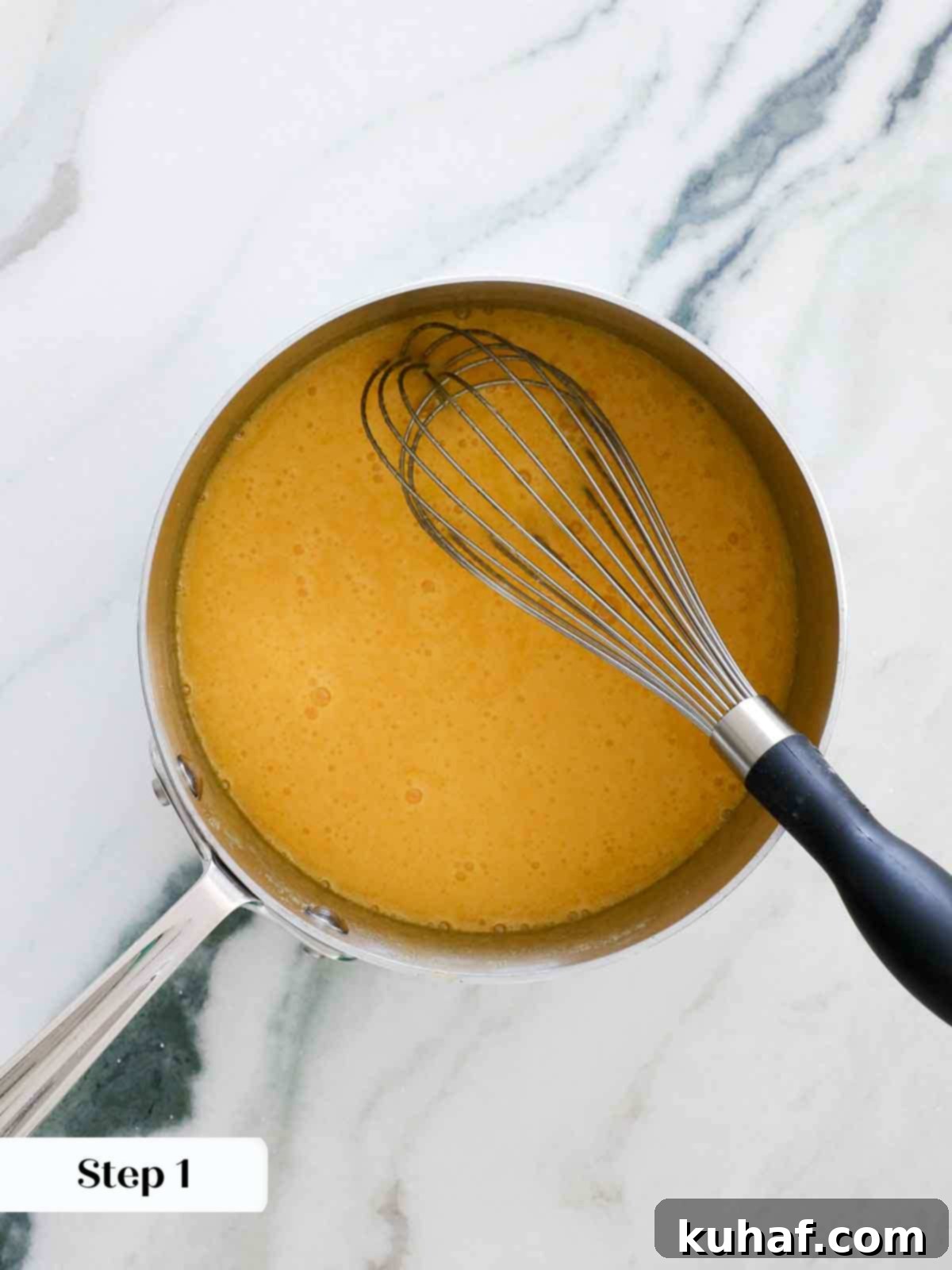 whisked eggs and egg yolks for curd.