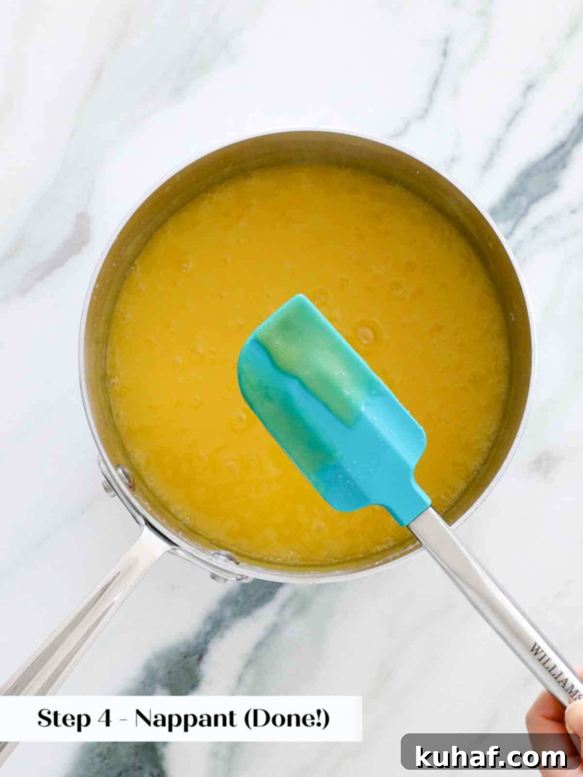 lemon curd cooked perfectly to nappant.