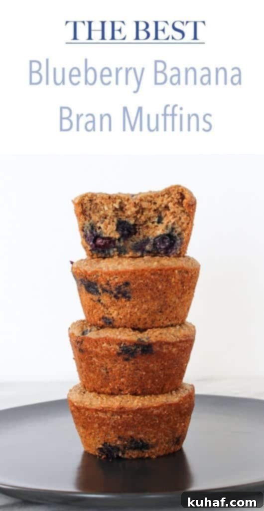 These Blueberry Banana Bran Muffins are packed with protein, fiber and fruit! The perfect breakfast or snack on the go! 