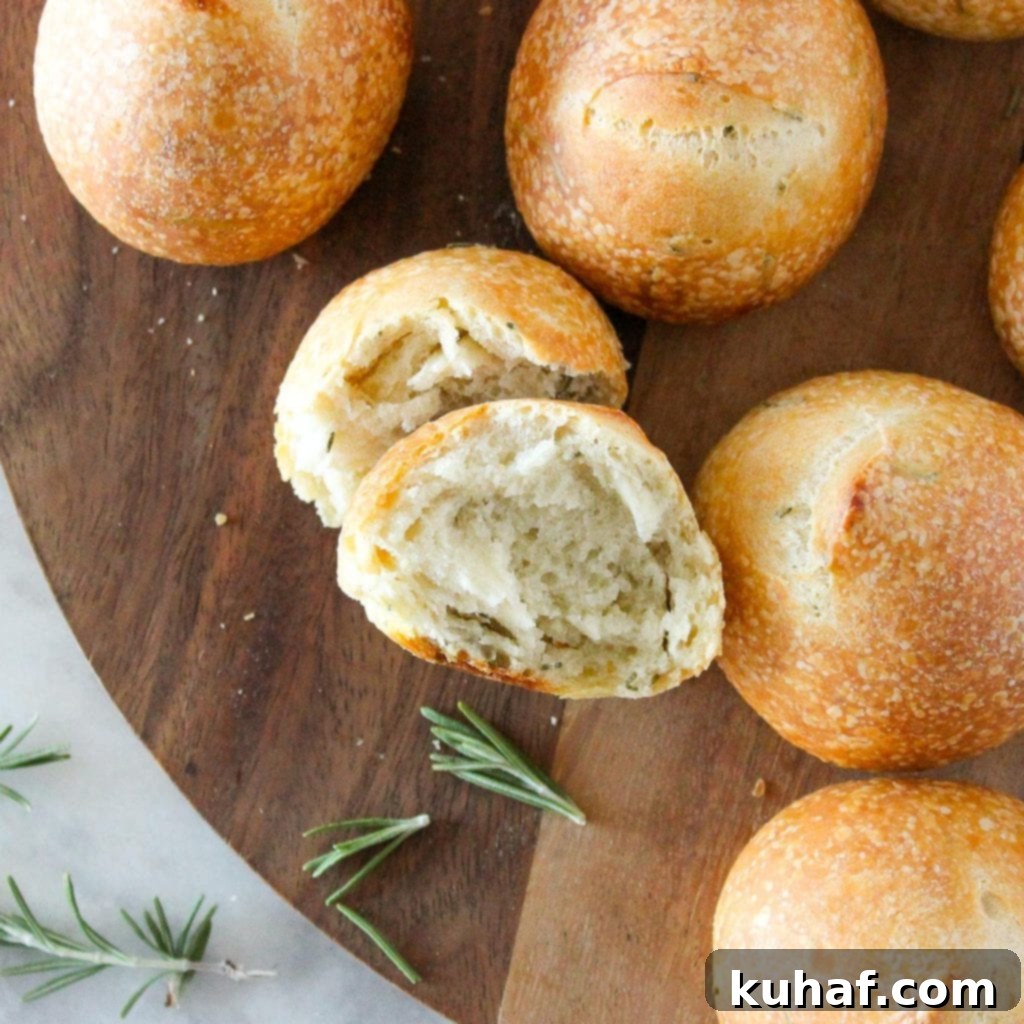 Artisan Rosemary Sourdough Rolls 2 Soft and crunchy Rosemary Sourdough Rolls freshly baked