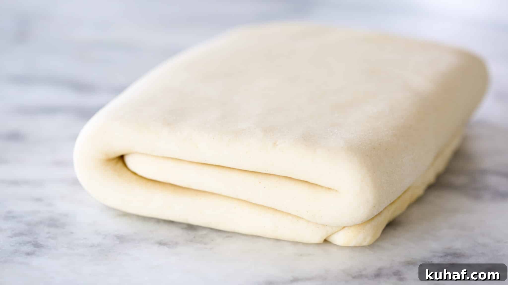 Classic Puff Pastry on marble, showcasing its elegant texture