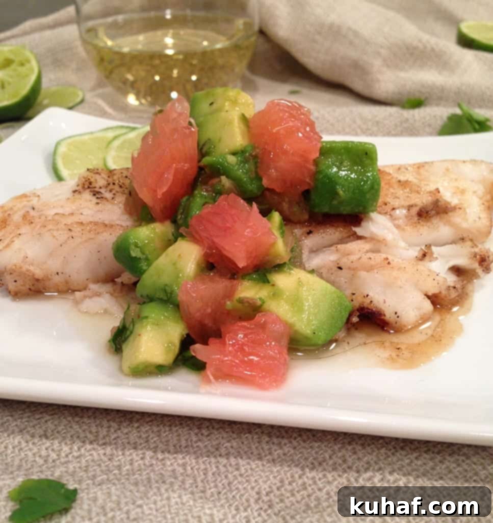 Pan Seared Turbot with Grapefruit-Avocado Salsa