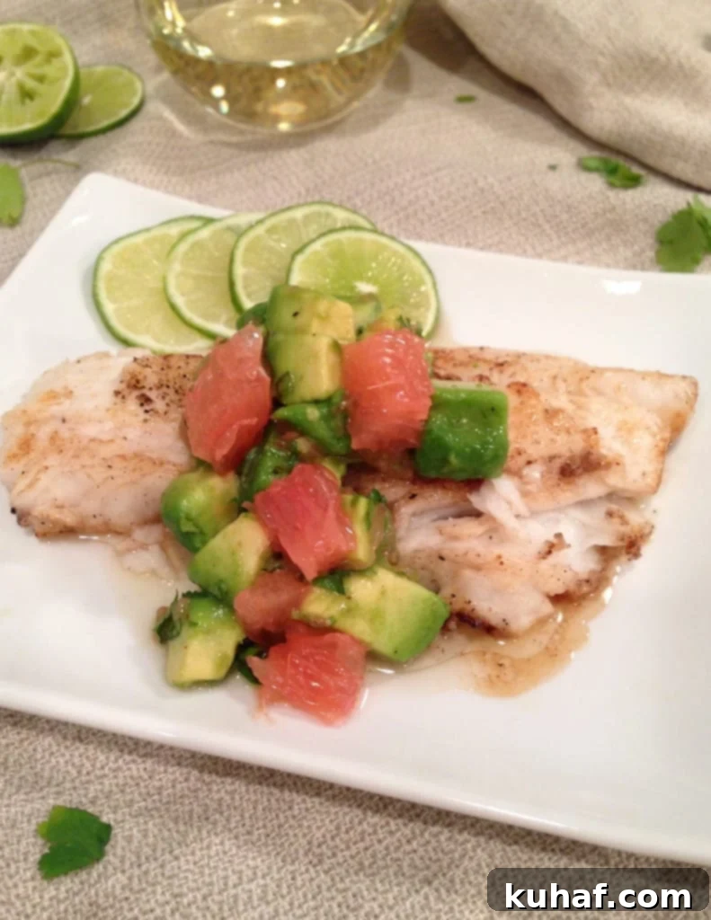 Pan Seared Turbot with Grapefruit-Avacado Salsa
